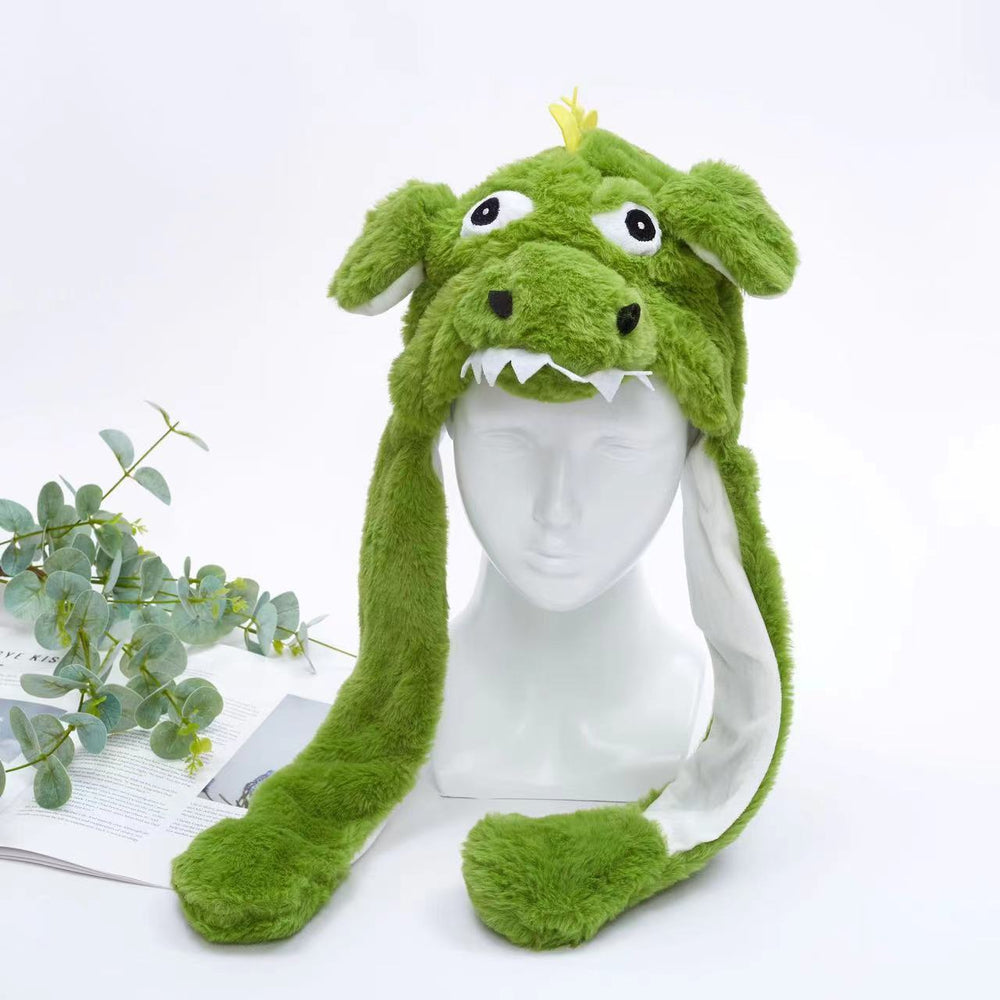Interaktywna Czapka z Ruchomymi Uszami – Miękka Pluszowa Czapka Zimowa dla Dzieci i Dorosłych | Idealna na Cosplay, Imprezę i Prezent