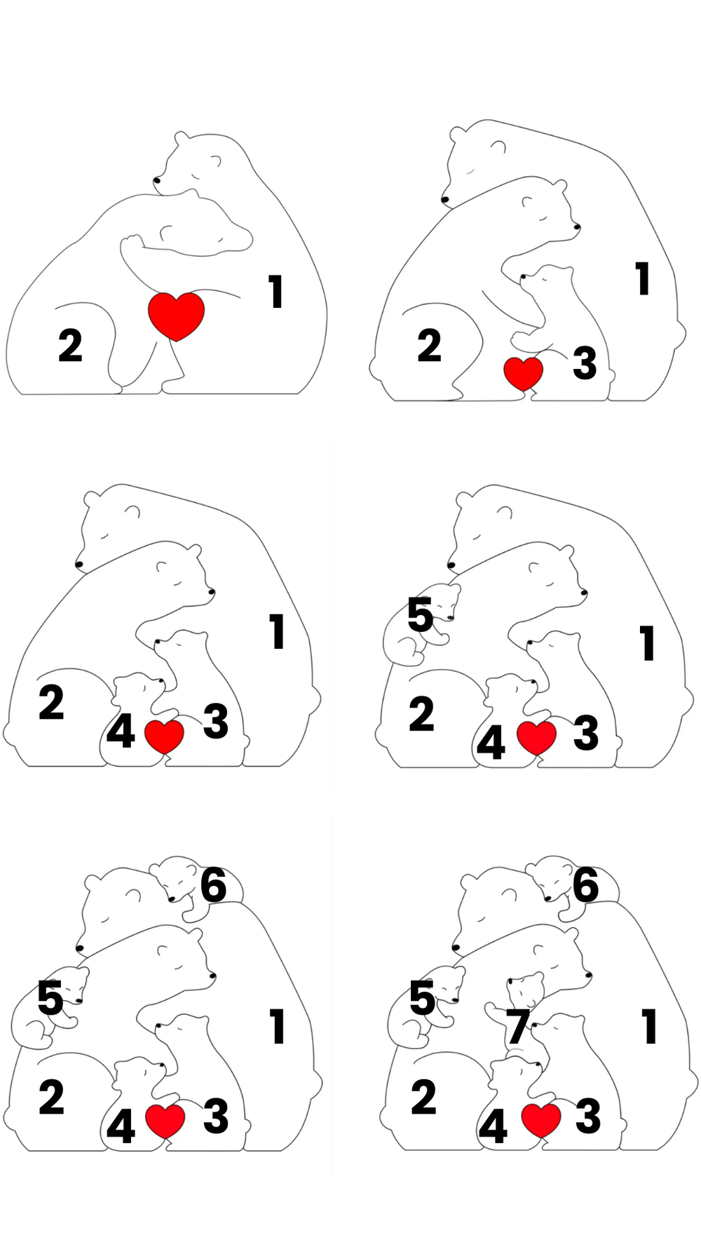 Spersonalizowana Puzzle Rodzinna – Drewniane Niedźwiadki z Imieniem (Prezent)