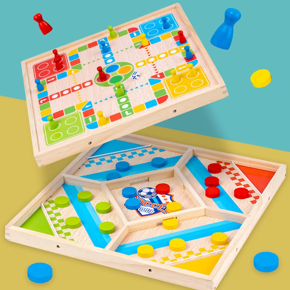 Playvora Zestaw Gier Planszowych 2 w 1 – Edukacyjna Gra Rodzinna