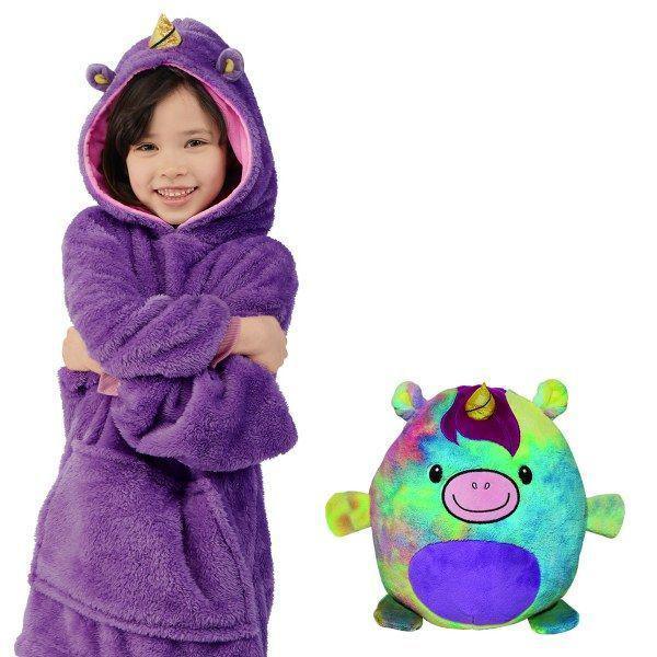 Bluza Pluszak dla Dzieci – Pluszowa Bluza z Kapturem i Maskotka 2w1