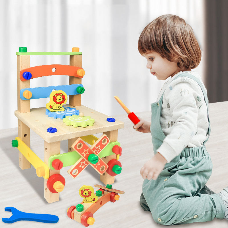 Montessori Drewniany Warsztat Dla Dzieci – Edukacyjna Zabawka Konstrukcyjna 3+