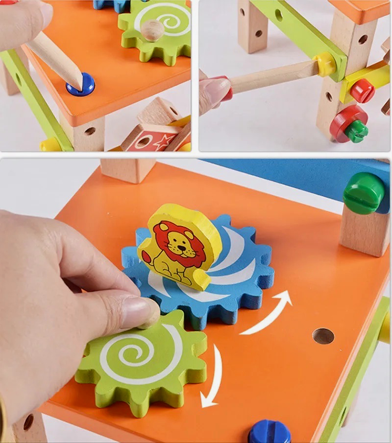 Montessori Drewniany Warsztat Dla Dzieci – Edukacyjna Zabawka Konstrukcyjna 3+
