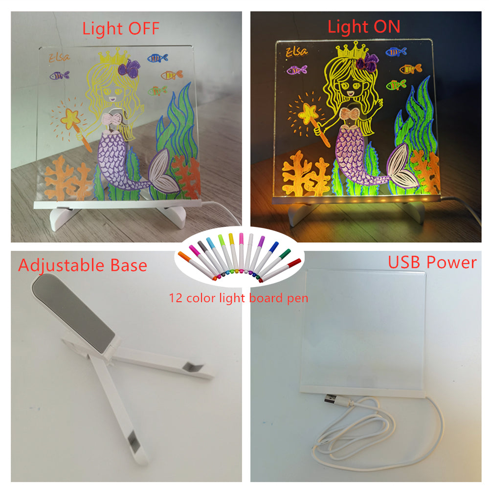 Tablica LED do Pisania - GlowNote Unisex, Przezroczysta, Akryl, Marker w Zestawie