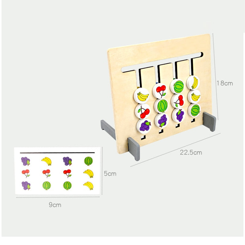 Drewniane Puzzle Sorter Montessori – Edukacyjne Sortowanie Owoców dla Logicznego Myślenia i Motoryki (3+)