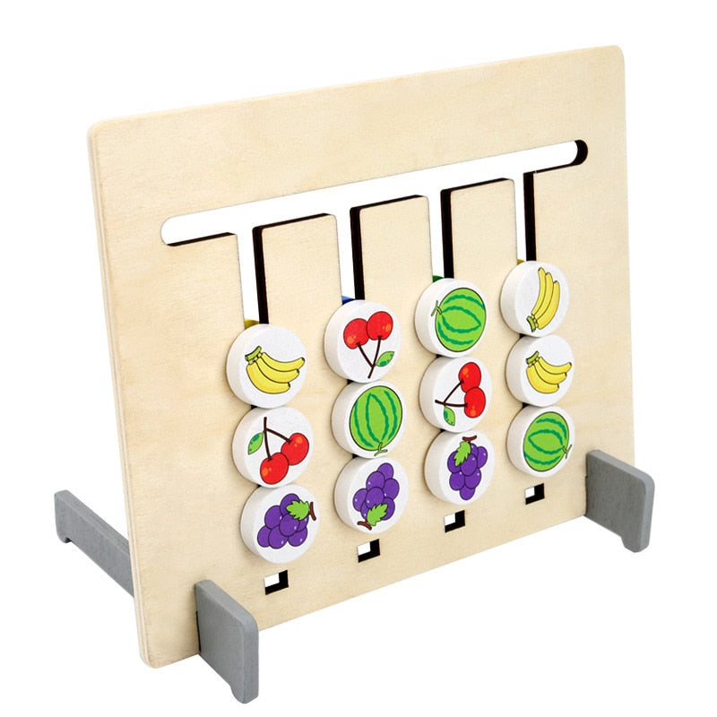 Drewniane Puzzle Sorter Montessori – Edukacyjne Sortowanie Owoców dla Logicznego Myślenia i Motoryki (3+)