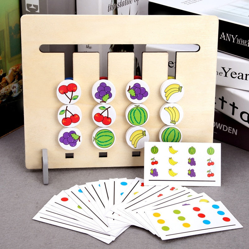 Drewniane Puzzle Sorter Montessori – Edukacyjne Sortowanie Owoców dla Logicznego Myślenia i Motoryki (3+)
