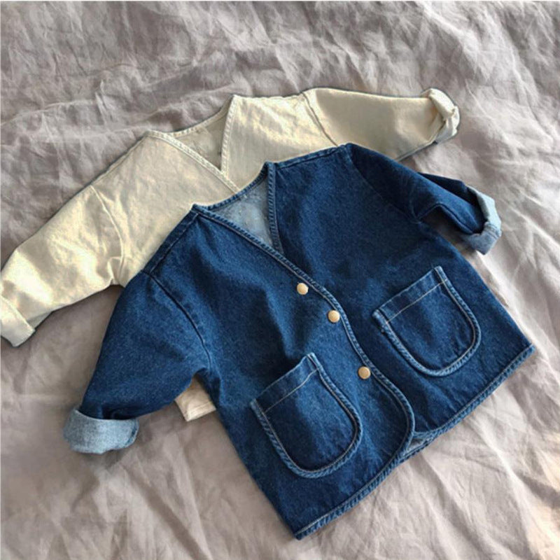 EasyWear Dżinsowa Kurtka Dziecięca Unisex | Katana Jeansowa dla Dziewczynek i Chłopców | 9 Miesięcy – 3 Lata | Miękka Mieszanka Bawełny z Zatrzaskami
