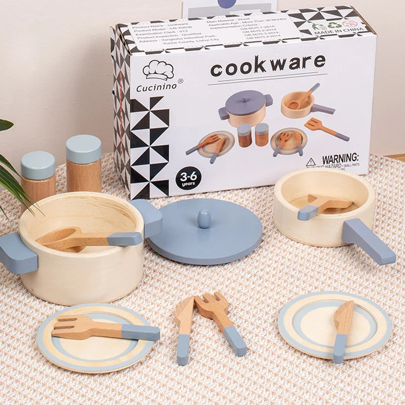 Drewniane Akcesoria Kuchenne Zestaw do Zabawy – Kreatywna i Edukacyjna Zabawka dla Dzieci 4-12 Lat