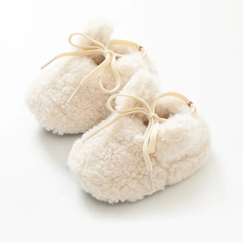 Antypoślizgowe Kapcie Bunny dla Niemowląt - MoreForMini Unisex, Kremowe, Wełna, Rozmiar 0-2 Lata
