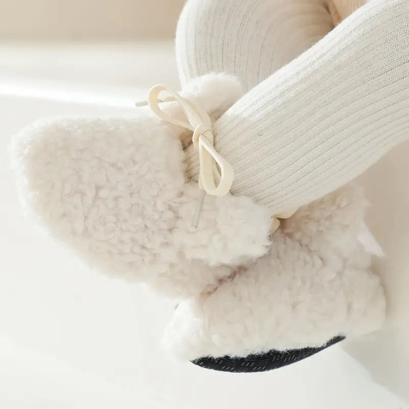 Antypoślizgowe Kapcie Bunny dla Niemowląt - MoreForMini Unisex, Kremowe, Wełna, Rozmiar 0-2 Lata