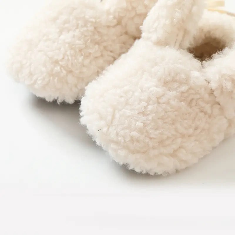 Antypoślizgowe Kapcie Bunny dla Niemowląt - MoreForMini Unisex, Kremowe, Wełna, Rozmiar 0-2 Lata