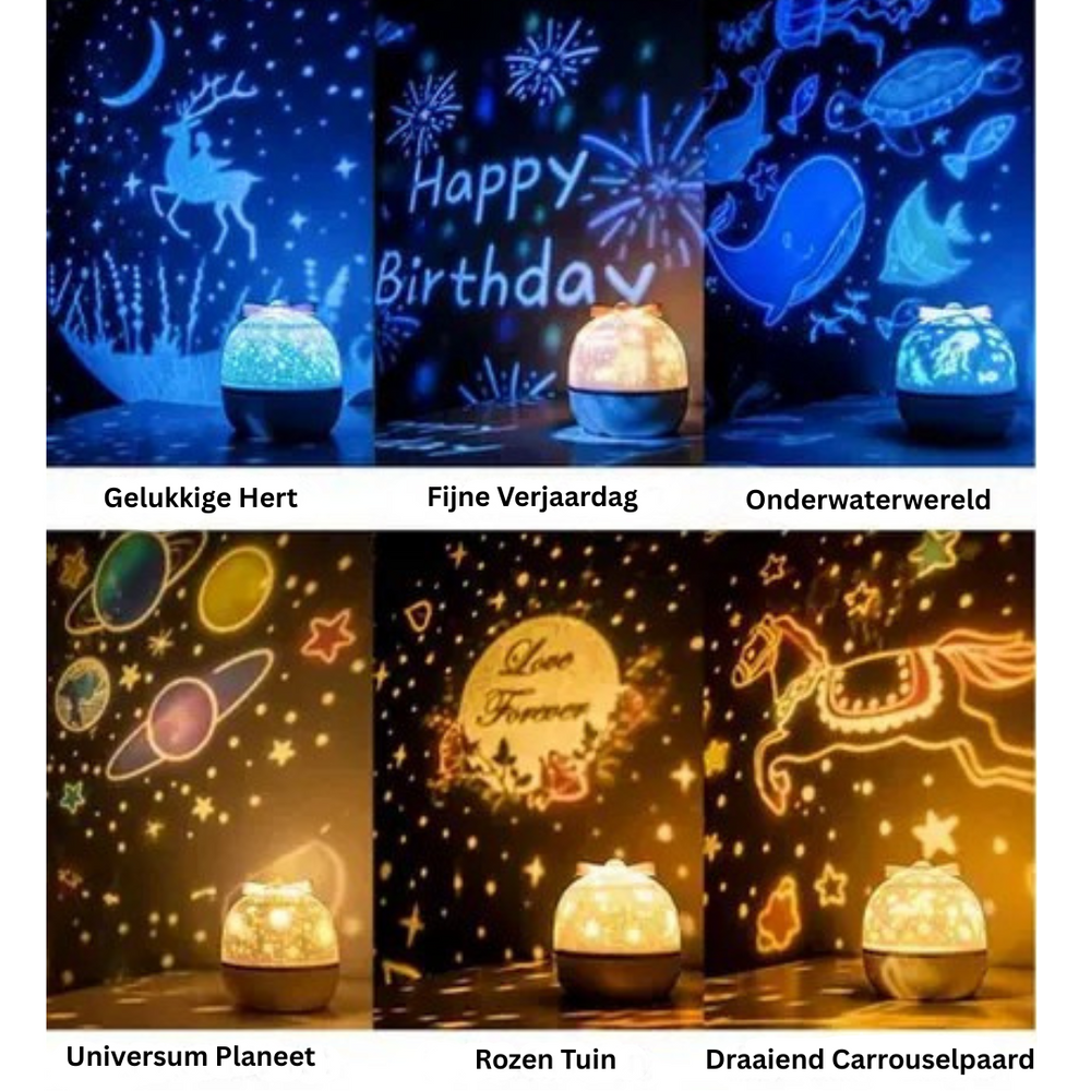 SkyProjector Lampka Nocna z Gwiazdami – Uspokajający Projektor dla Dzieci z Muzyką i Pilotem
