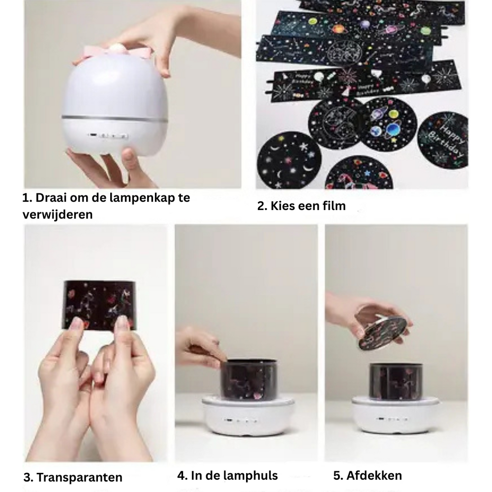 SkyProjector Lampka Nocna z Gwiazdami – Uspokajający Projektor dla Dzieci z Muzyką i Pilotem