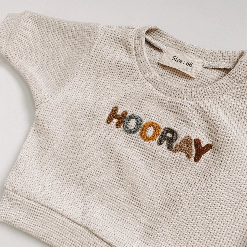 Komplet Bluza i Spodnie Wafel -Hooray! Unisex, Bawełna, Rozmiar 0-3 L-More For Mini