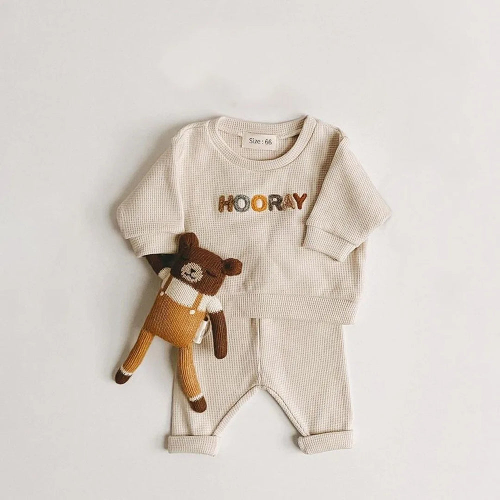 Komplet Bluza i Spodnie Wafel -Hooray! Unisex, Bawełna, Rozmiar 0-3 L-More For Mini