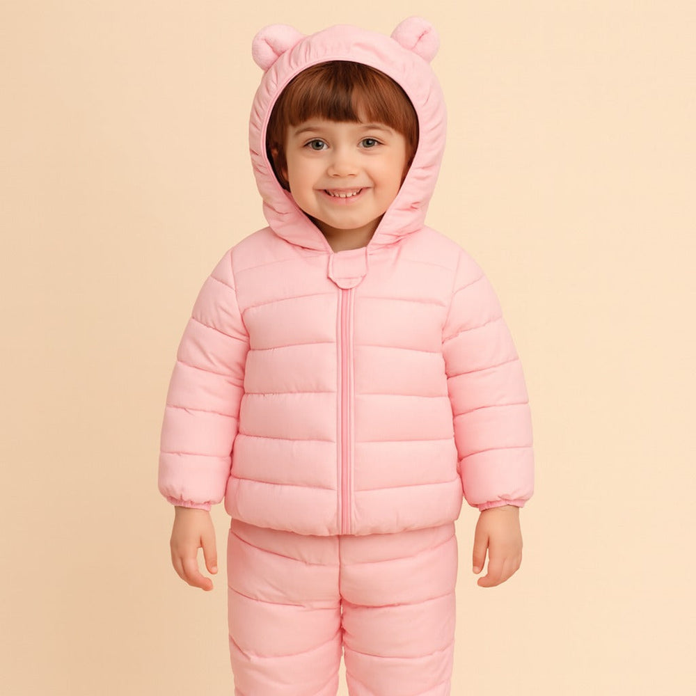 Dziecięca Puchowa Kurtka i Spodnie Unisex z Uszkami (2-częściowy Zestaw)
