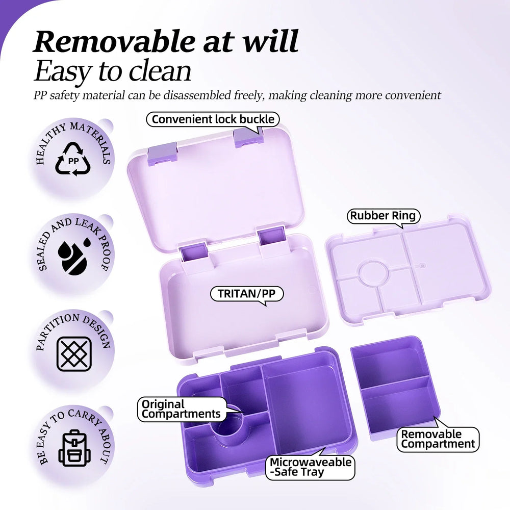 LunchPal Compact Box – Szczelny, Bezpieczny Pojemnik na Lunch dla Dzieci bez BPA z Wkładem Nadającym się do Mikrofalówki na Szkołę i Piknik