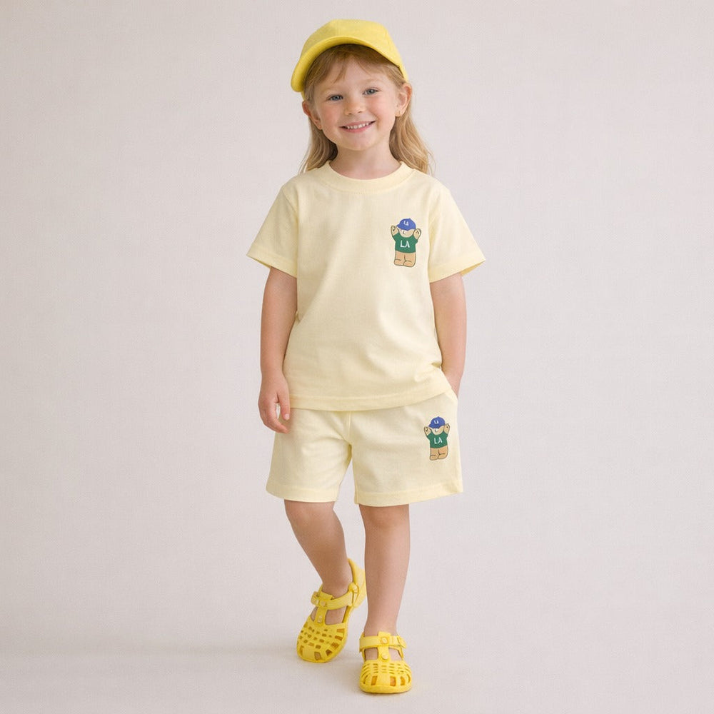 LA Bear 2-Częściowy Zestaw Unisex – T-Shirt i Spodenki z Bawełny Organicznej