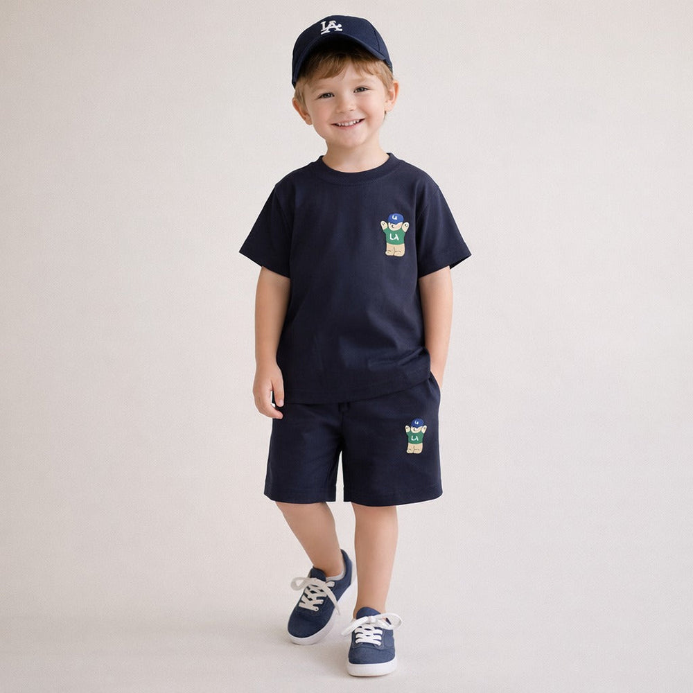 LA Bear 2-Częściowy Zestaw Unisex – T-Shirt i Spodenki z Bawełny Organicznej