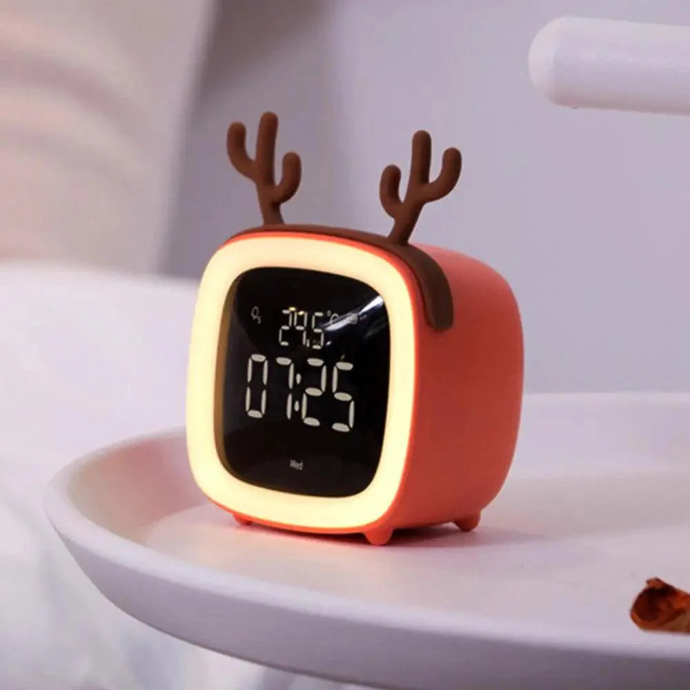 Budzik LED dla Dzieci z Lampką Nocną – Uroczy Design Króliczka