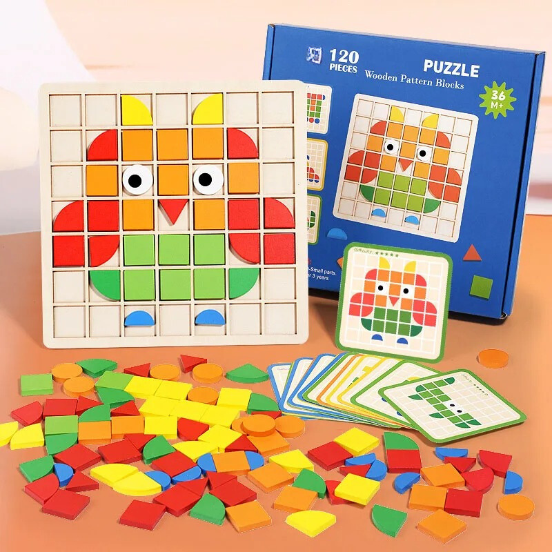 PuzzleNest Drewniane Puzzle Montessori – Edukacyjna i Ekologiczna Zabawka dla Dzieci