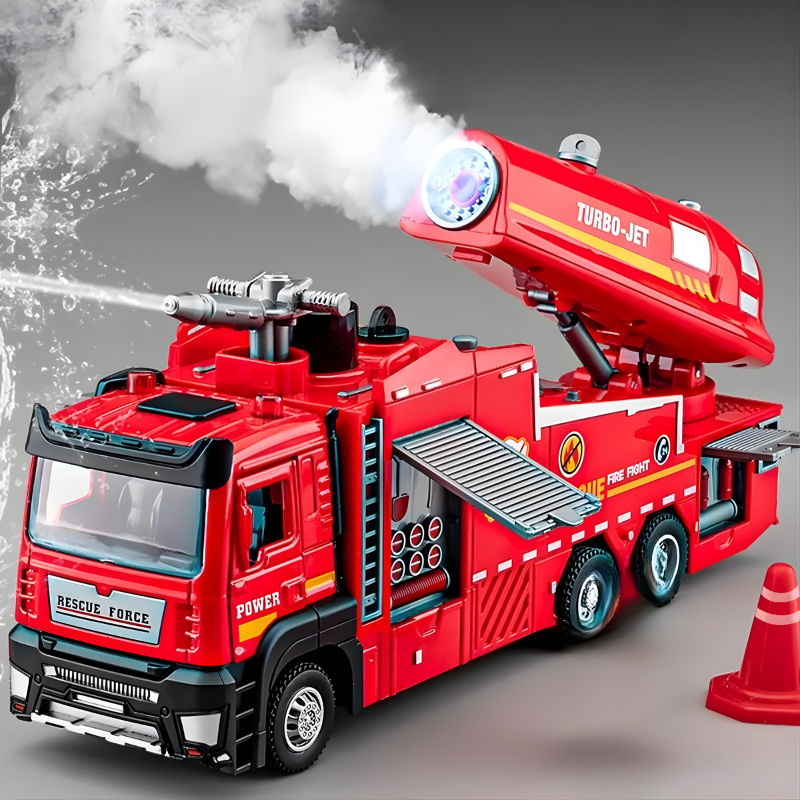 Interaktywny Wóz Strażacki z Światłem, Dźwiękiem i Spryskiwaczem Wody – FireQuest Action Engine