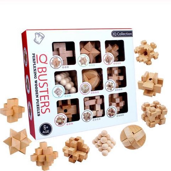 Drewniany Zestaw Łamigłówek – 6 Luksusowych Puzzli dla Dorosłych i Dzieci