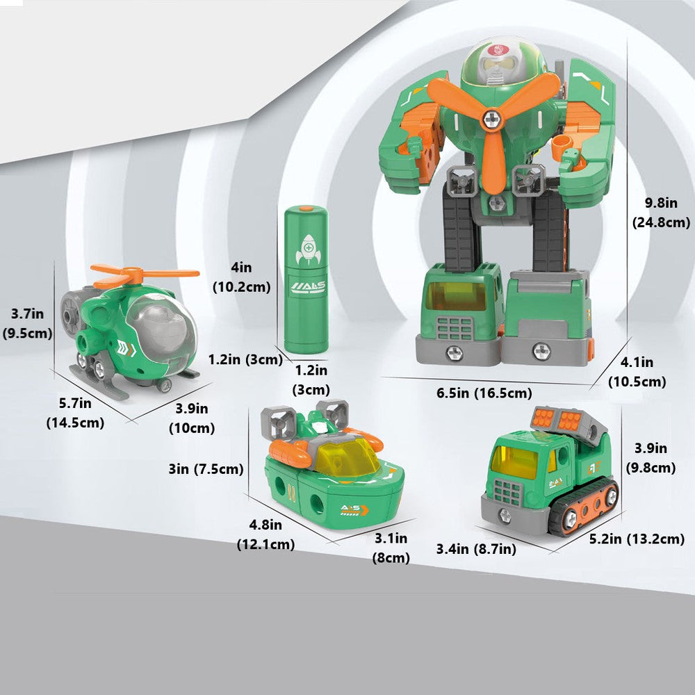 Transformujący Robot Zestaw do Zabawy – 3 w 1 Pojazdy Wojskowe ze Światłem i Dźwiękiem | MechaForge