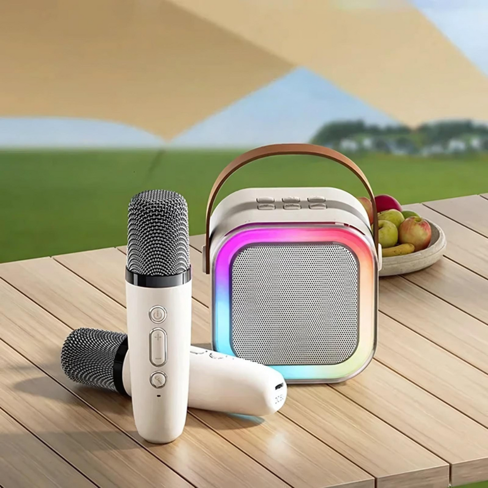 Mini Zestaw Karaoke dla Dzieci – 2 Bezprzewodowe Mikrofony i Bluetooth