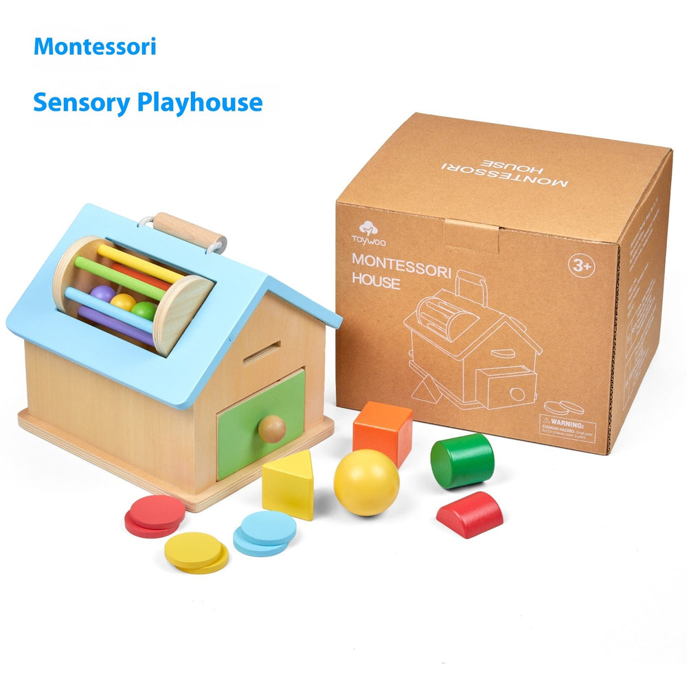 Montessori Drewniany Domek Sensoryczny – Zabawka Edukacyjna dla Dzieci 4-6 Lat