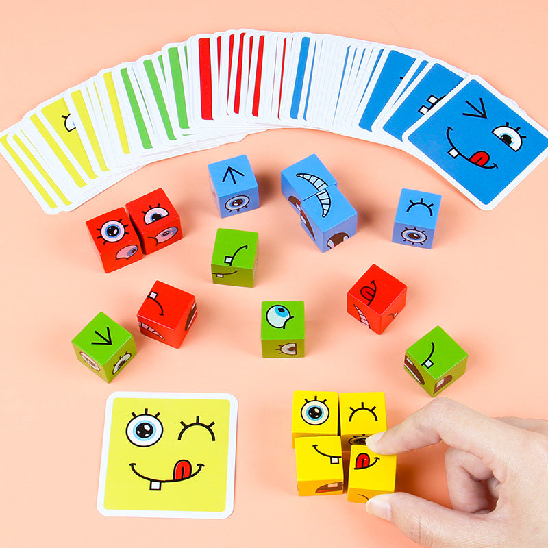 Gra Karciana Montessori - Banjul Ekspresje Twarzy, Rozwój Emocjonalny, Drewno, Wiek 3+-More For Mini