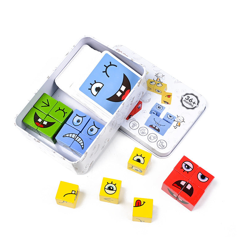 Gra Karciana Montessori - Banjul Ekspresje Twarzy, Rozwój Emocjonalny, Drewno, Wiek 3+-More For Mini