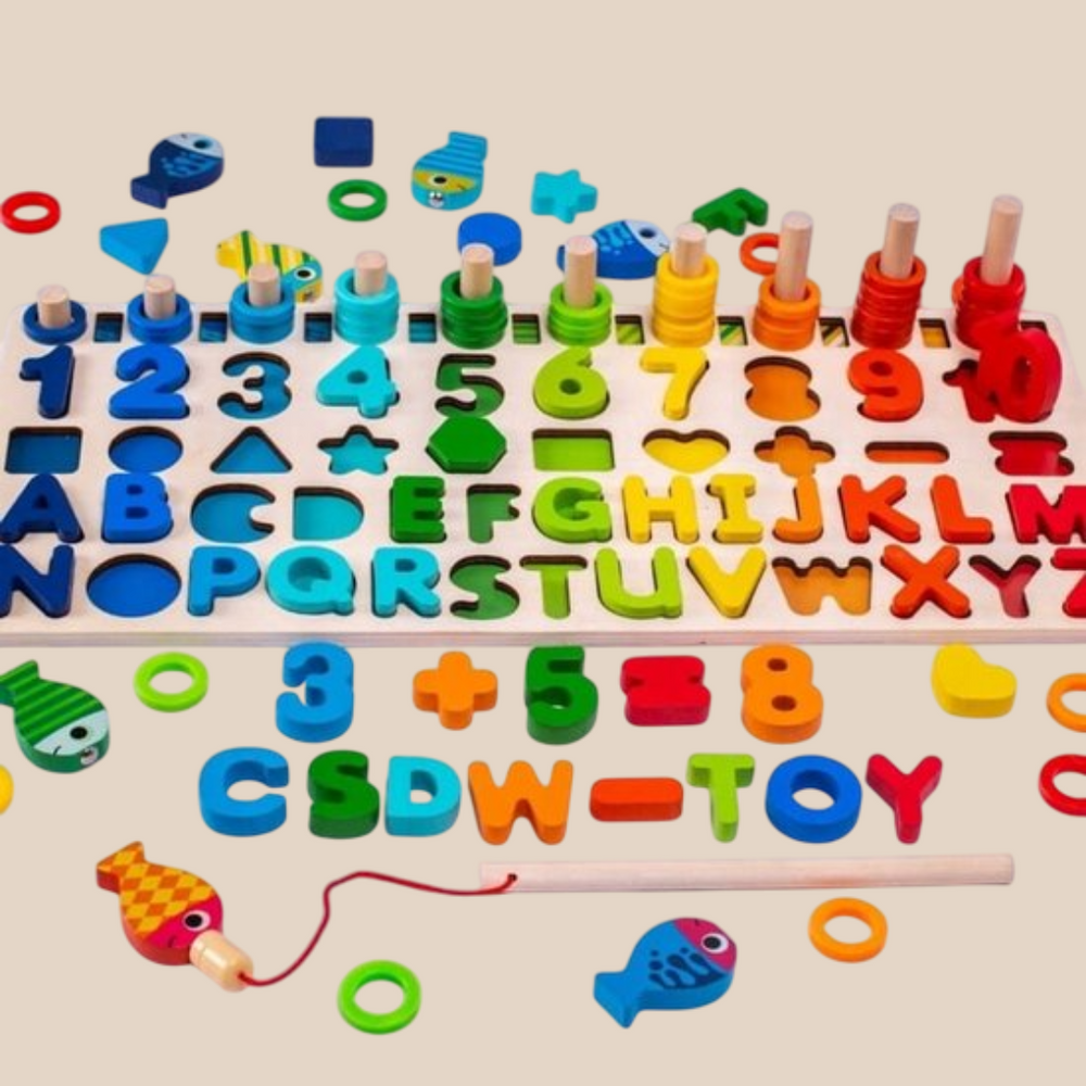 Edukacyjna Zabawka Drewniana – Tablica Edukacyjna z Literami i Cyframi