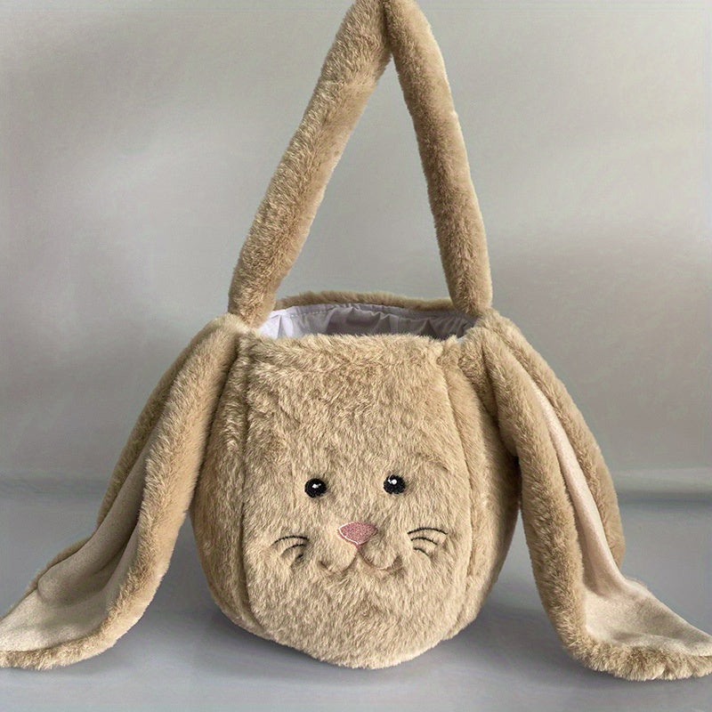 Uroczy Koszyk Wielkanocny Zajączek – Pluszowa Dekoracja Wielkanocna & Koszyk na Jajka, 20x18 cm