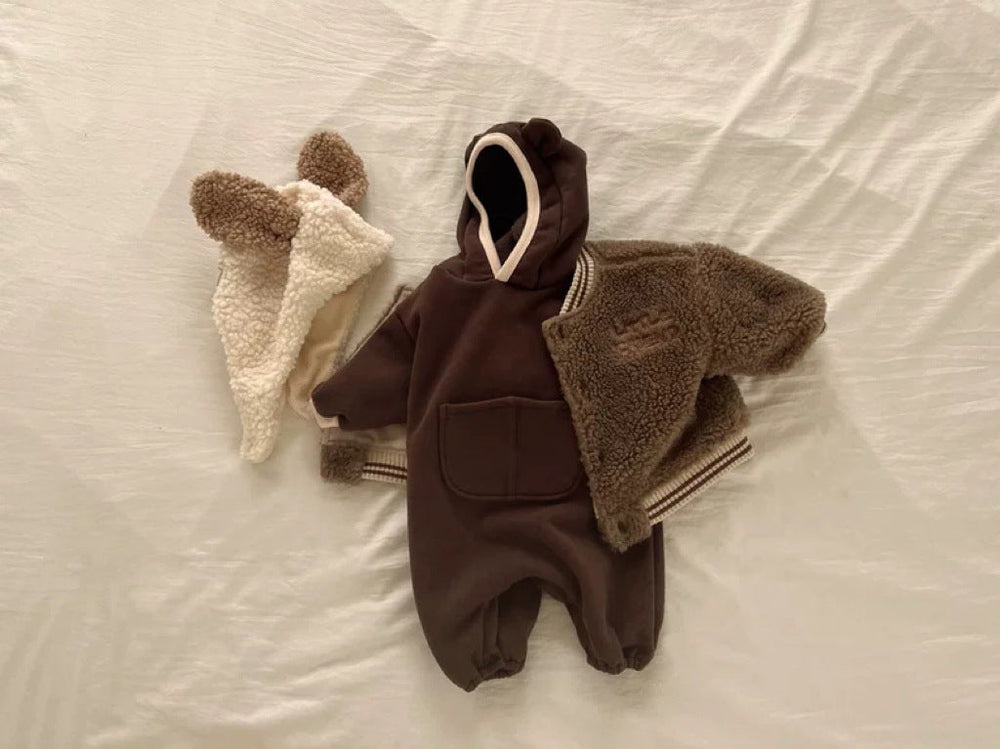 Kurtka Teddy Bomber dla Dzieci | Miękka Ciepła Zimowa Kurtka Unisex | 9 Miesięcy – 3 Lata | Wygląd Fleece ze Sportowymi Ściągaczami