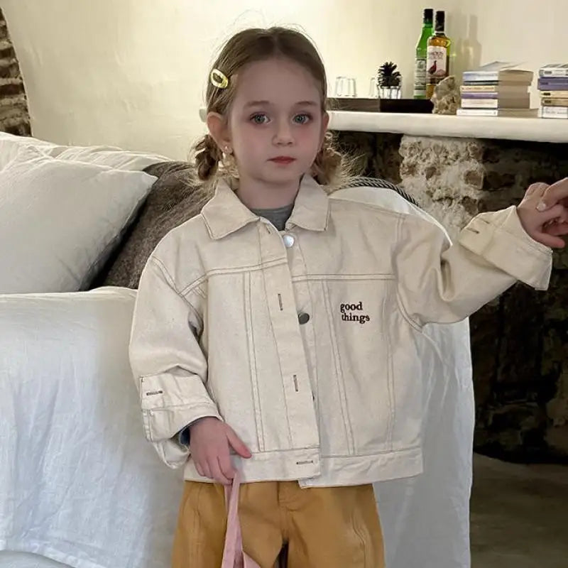 LUNÉ Kurtka Dziecięca z Haftem | Unisex Kurtka z Bawełny (1–9 Lat)