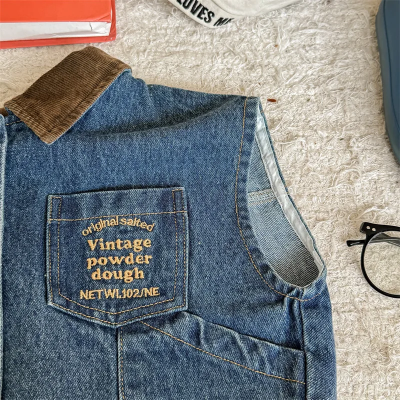 Dziecięca Kamizelka Jeansowa – Bezrękawnik Denim w Stylu Vintage (9m–6lat)