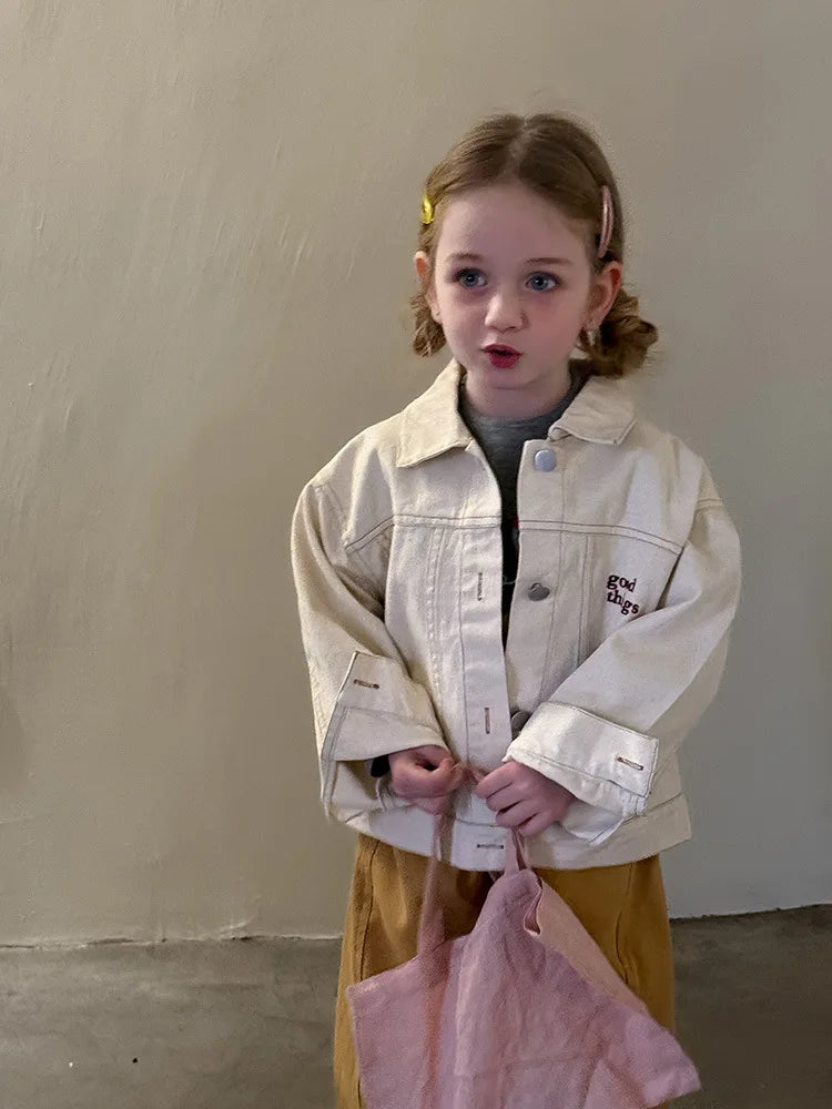 LUNÉ Kurtka Dziecięca z Haftem | Unisex Kurtka z Bawełny (1–9 Lat)