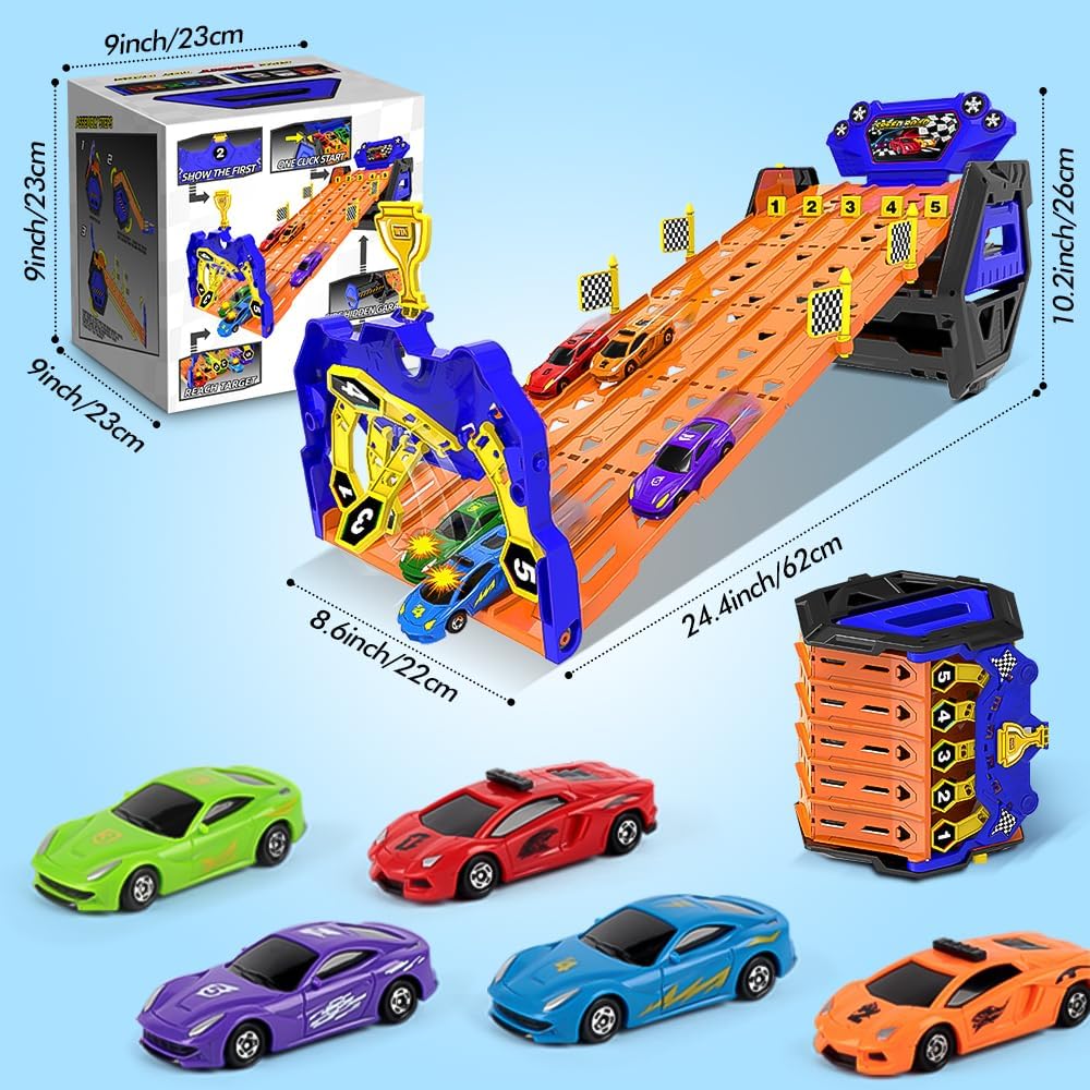 Tor Wyścigowy z Samochodami – 5 Torów Race Track z 5 Autami (Dzieci)
