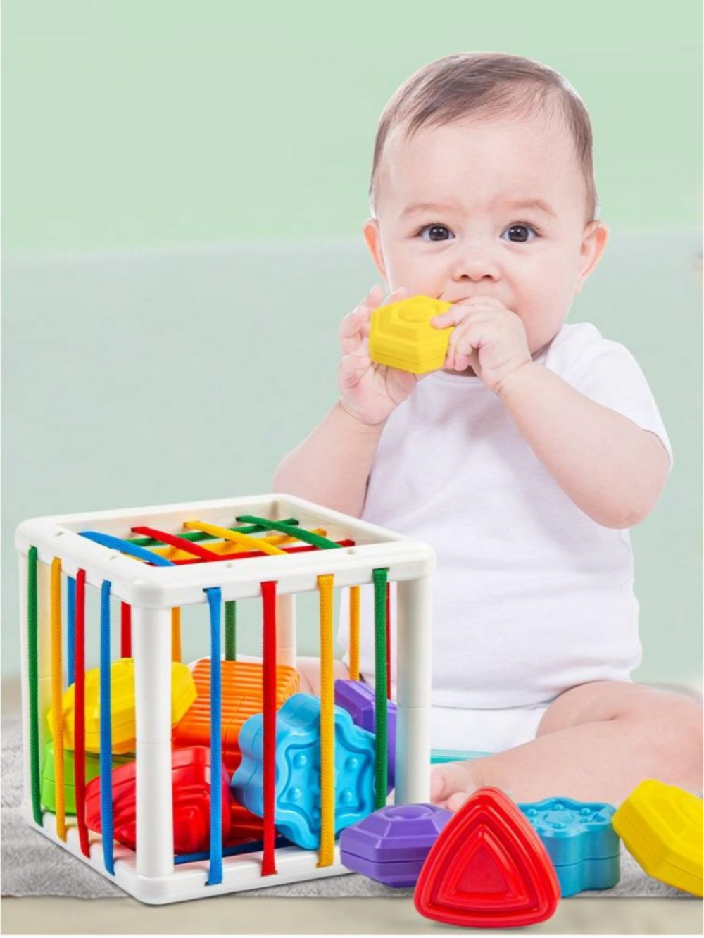 Sensoryczna Kostka Kształtów dla Niemowląt – Zabawka Montessori 6+ Miesięcy