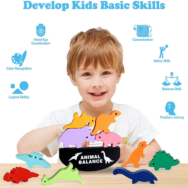 Montessori Układanka Zwierzątka – Kreatywna Gra w Balansowanie, Drewno, Edukacyjna, Motoryka Manualna, 2+ Lat-More For Mini