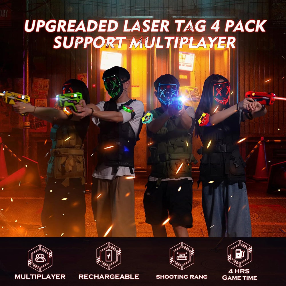 LaserBlaze Zestaw Laser Tag – 4 Graczy, Bezprzewodowy i Akumulatorowy, Do Wnętrz i Na Zewnątrz