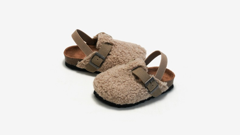 Kapcie z wełną - Luanda Unisex, Beżowy/Brązowy, Owcza skóra, Rozmiar 20-34-More For Mini