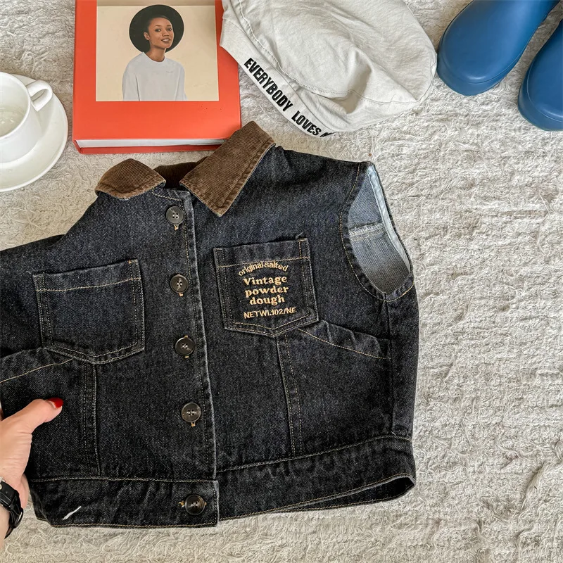 Dziecięca Kamizelka Jeansowa – Bezrękawnik Denim w Stylu Vintage (9m–6lat)
