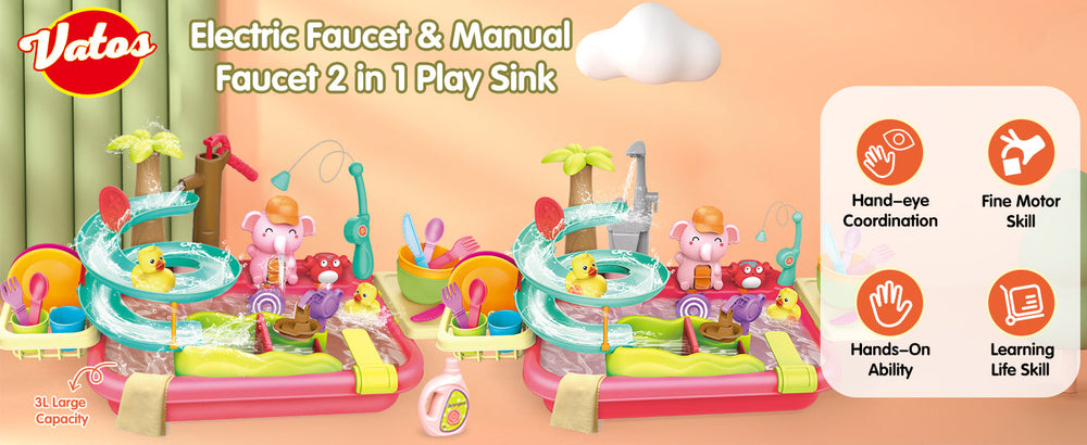 AquaFun PlayPark Stolik do Zabaw Wodnych – Edukacyjna Zabawka Wodna z Fontanną, Zjeżdżalnią i Zwierzątkami | Do Użytku Wewnątrz i Na Zewnątrz | Wiek 2–6 Lat