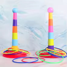 Gra w Rzucanie Kółkami dla Dzieci – Wieża do Układania & Ring Toss | Wewnątrz & Na Zewnątrz