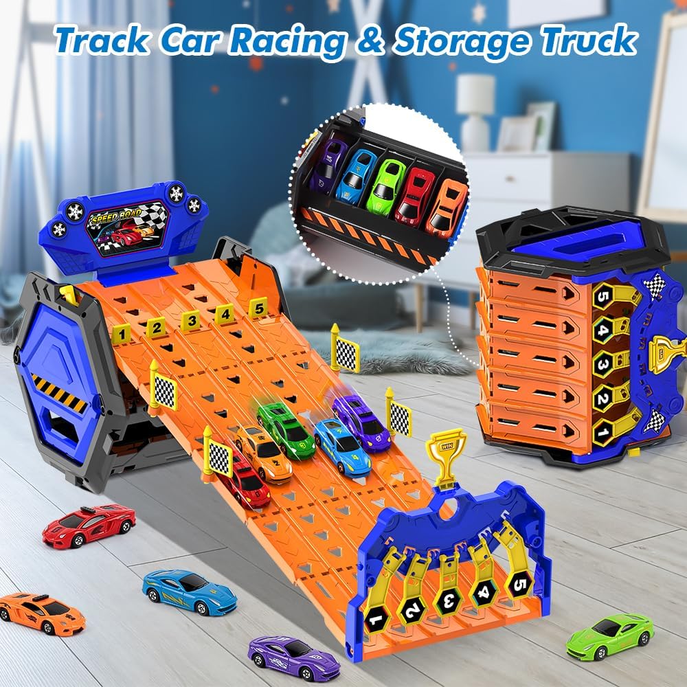 Tor Wyścigowy z Samochodami – 5 Torów Race Track z 5 Autami (Dzieci)
