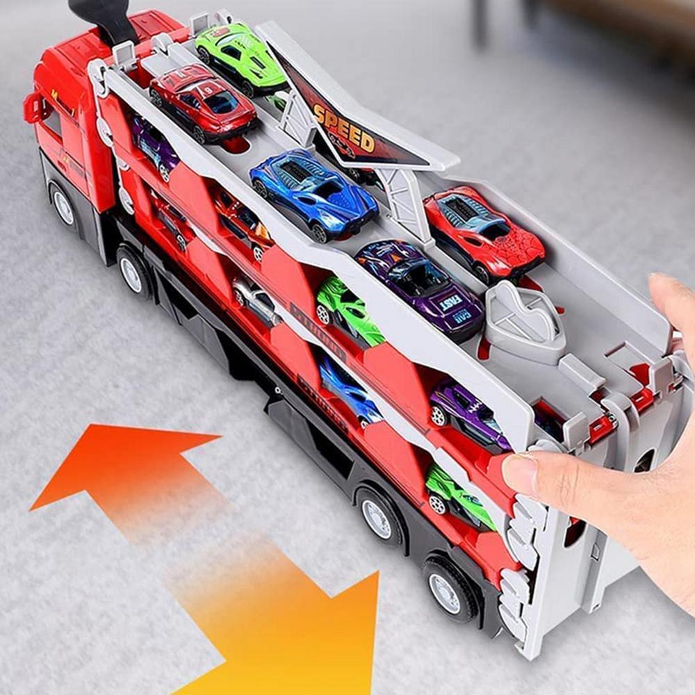 TurboHaul Ciężarówka Transportowa z 8 Miniaturowymi Autkami – Zestaw Zabawkowy dla Dzieci od 3 Lat – Realistyczna i Trwała Zabawa