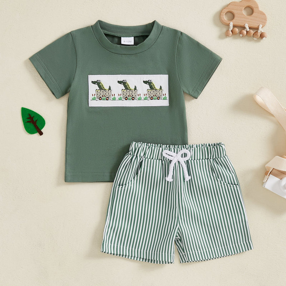 AdventurePrint Letni Zestaw dla Niemowląt i Małych Dzieci | Unisex T-shirt i Spodenki w Paski | Letni Strój 0-4 Lat | Bawełna i Poliester