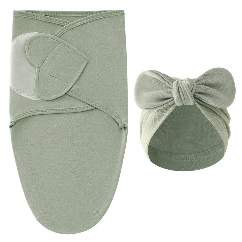 Rożek do pieluszki i czapeczka - DreamNest Luxe, Unisex, Szary/Zielony/Różowy/Biały/Brązowy, Bawełna, Noworodek